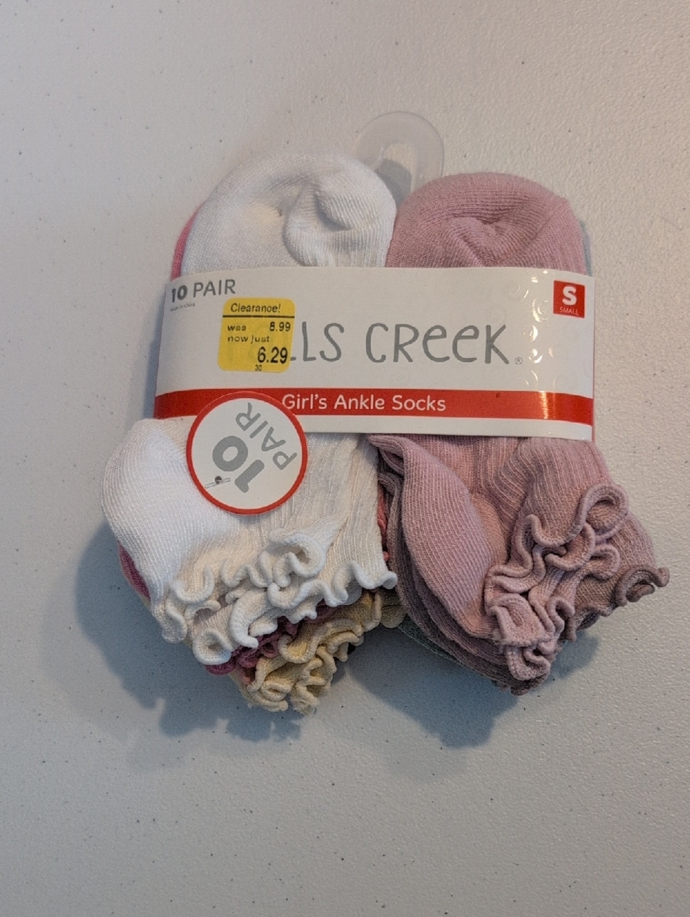 Falls Creek Girls Ruffle Ankle Socks - White, Pink, Cream